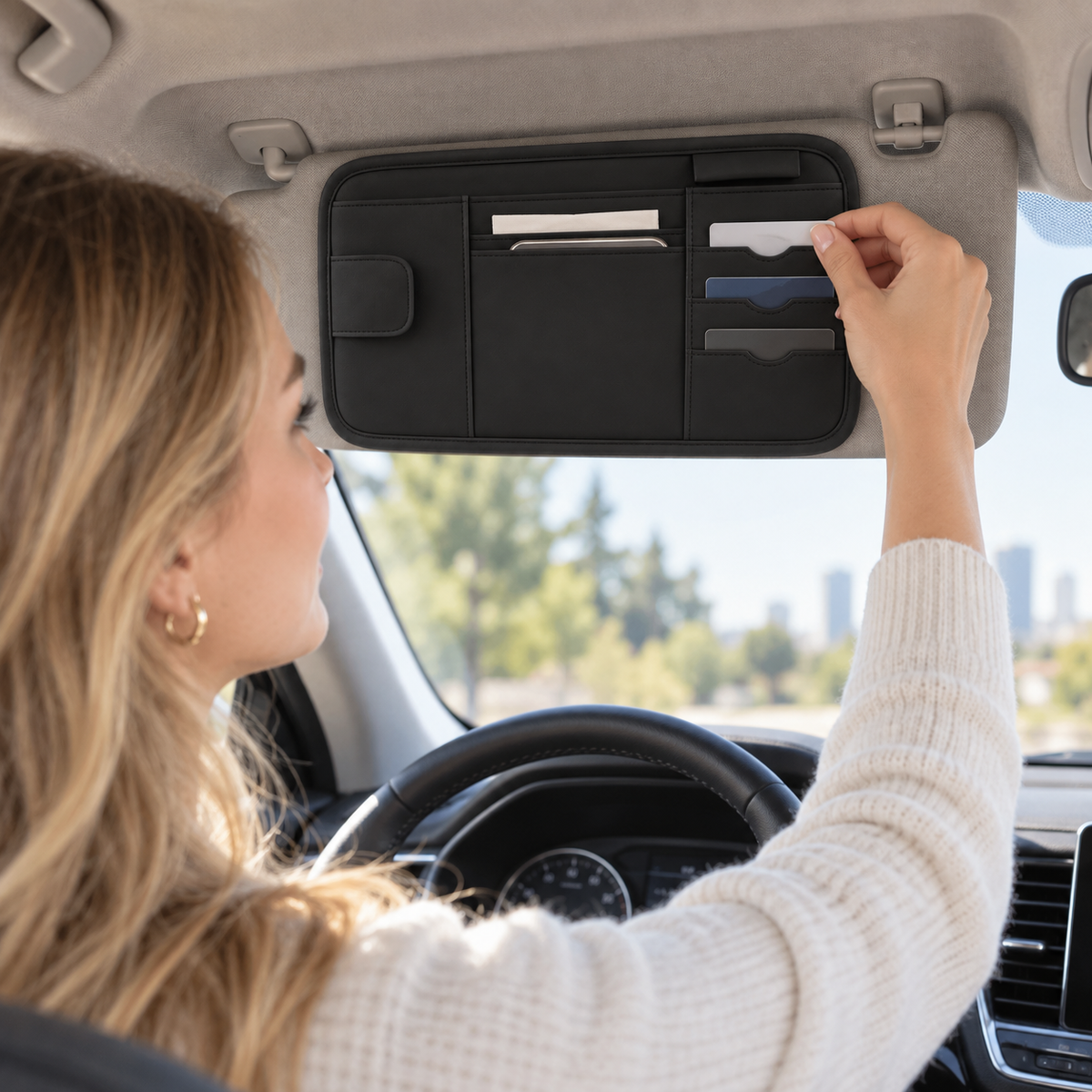 π Visor Organizer | Leather | Driving | For Drivers | Sleek Storage