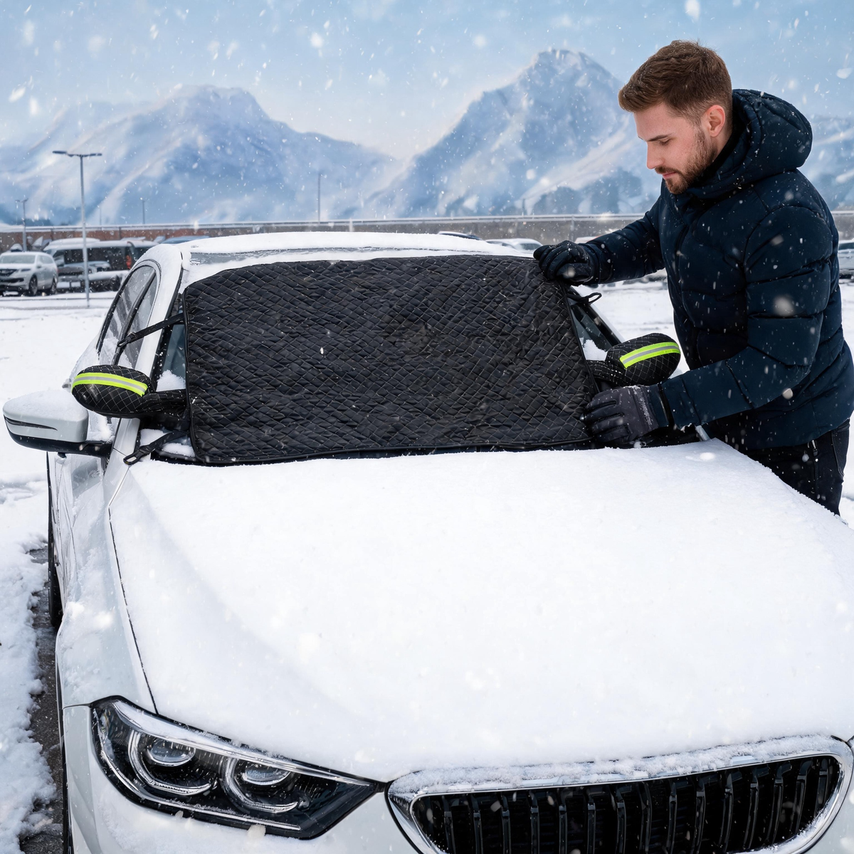 ❄️ Windshield Snow Cover | Quilted Fabric | Winter Parking | Drivers | Mirror Protection