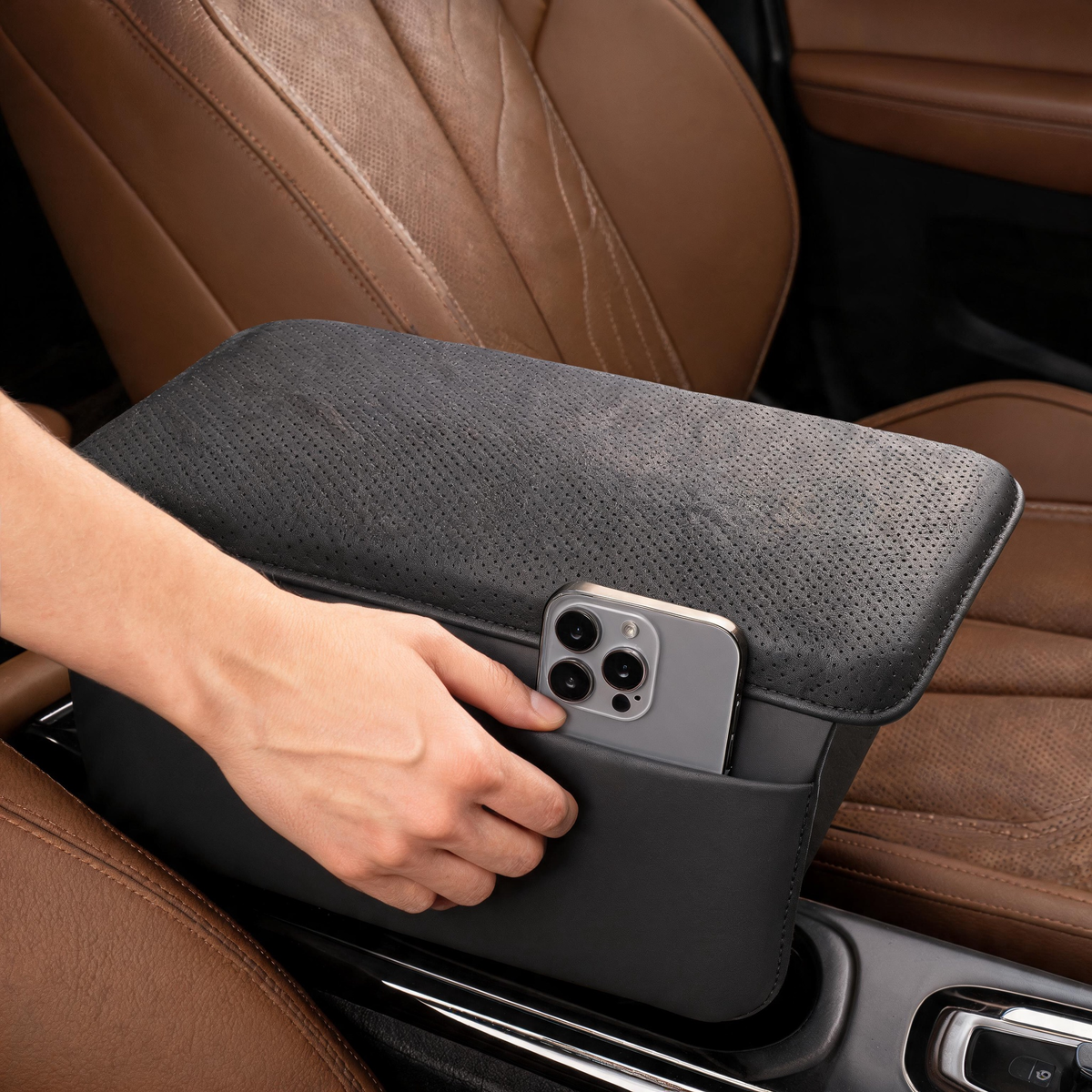 🩶 Armrest Cushion | PU Leather | Daily Drives | Car Owners | Raised Comfort