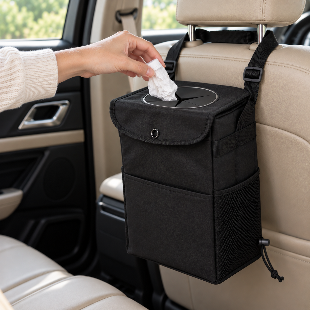 🗑️ Car Trash Can | Oxford Fabric | Clean Interior