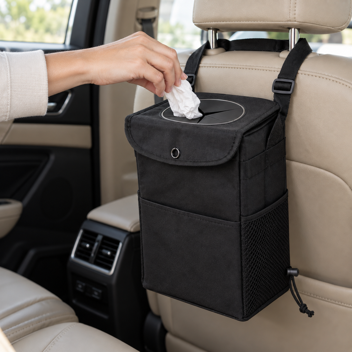 🗑️ Car Trash Can | Oxford Fabric | Clean Interior
