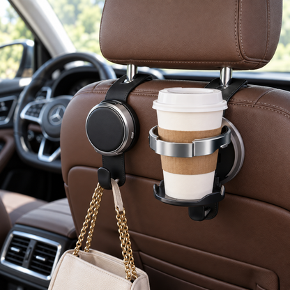 🥤 Seat Back Cup Holder | Leather Finish | Smart Storage