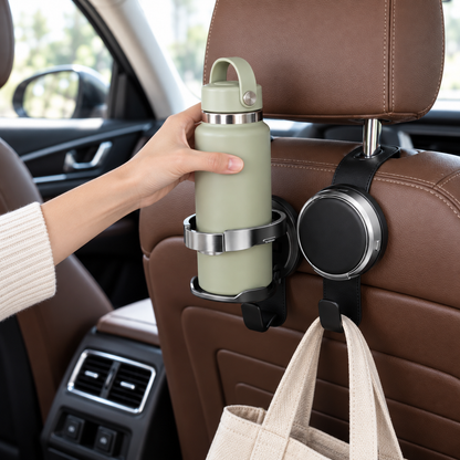 🥤 Seat Back Cup Holder | Leather Finish | Smart Storage