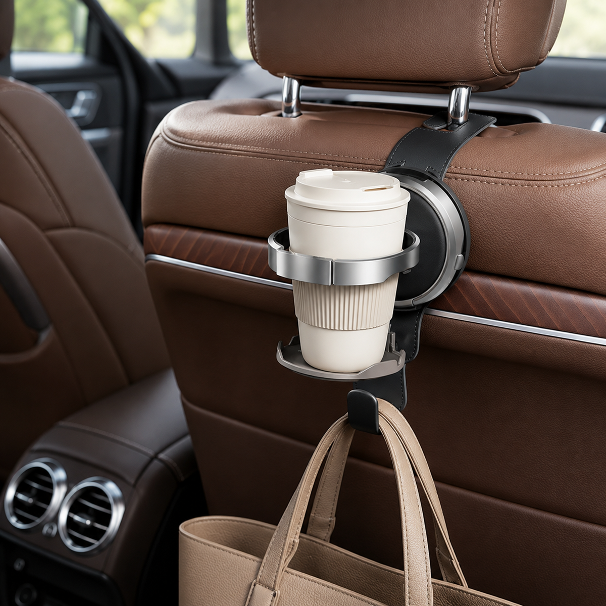 🥤 Seat Back Cup Holder | Leather Finish | Smart Storage
