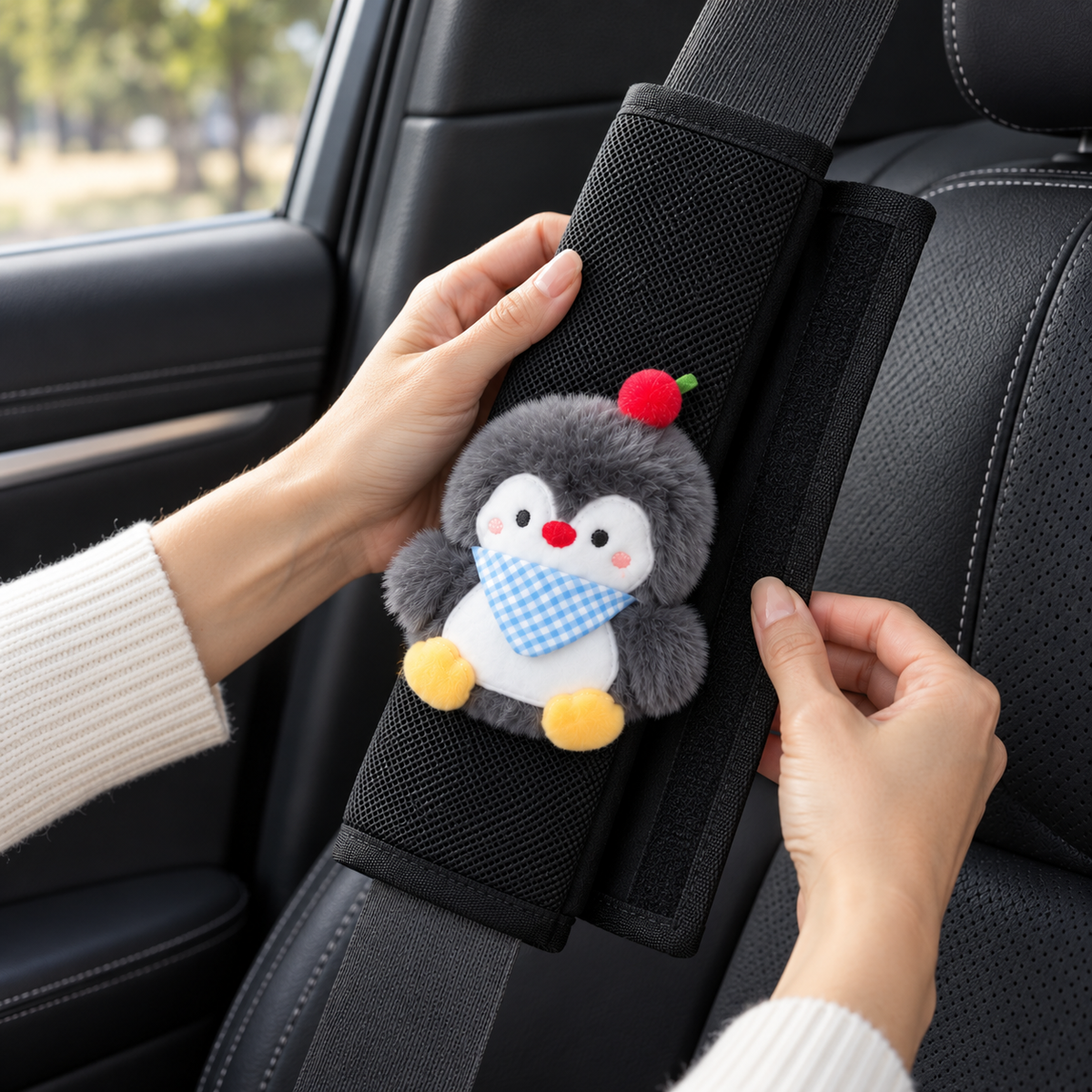 🐧 Seatbelt Pads | Mesh | Driving | Families | Plush Penguin