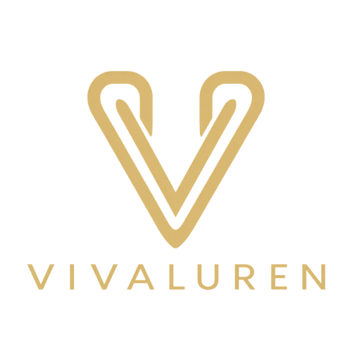Vivaluren gold V monogram logo